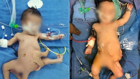 В Индии доктора успешно прооперировали малыша с 8 конечностями