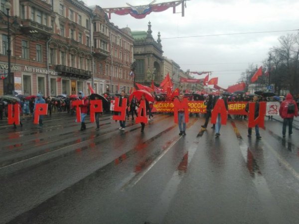 На митинге в Санкт-Петербурге задержали активистку с портретом Путина