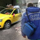 Все хоть живы? Машину «Яндекс.Такси» в Москве завалило кирпичами